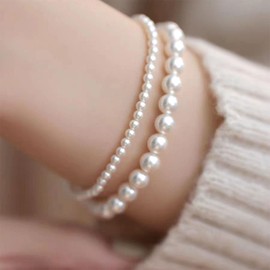 Pearl Bracelet for Women Gold Beaded Bracelets for Women Stackable Pearl Bracelet Heart Bracelet Star Bracelet Silver Beaded Bracelet for Girls