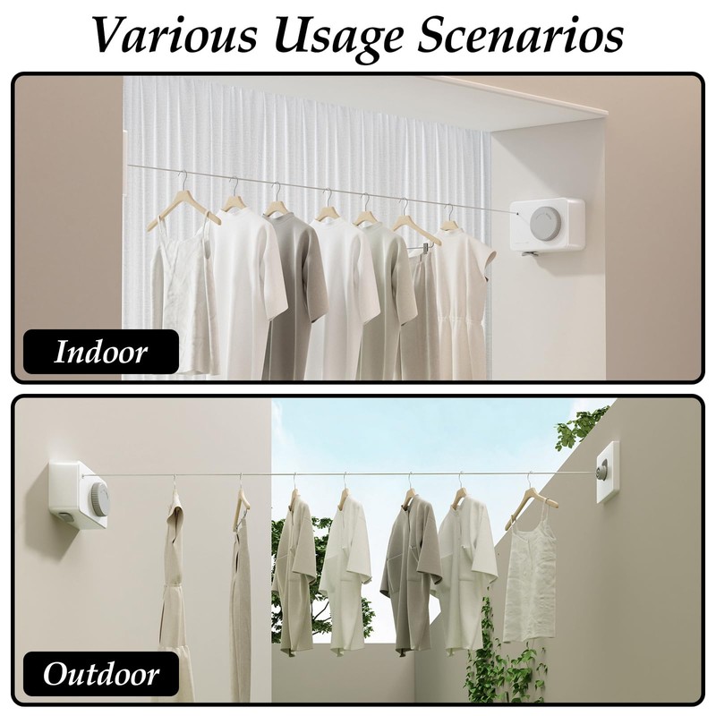 Danpoo Clothes Line Retracting Indoor Clothes Drying Line for Laundry