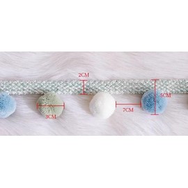 GorinsKani 3Meters 30mm Large Pom Poms Trim Ribbon Color Ball Fringe Trim Tassel Sewing for Home Curtain Clothes Pillow Decoration (Blue)