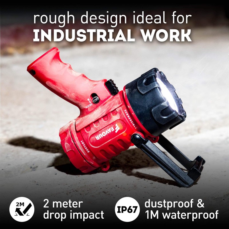 Favour LED hand light, high-quality searchlight with stand, diving waterproof,