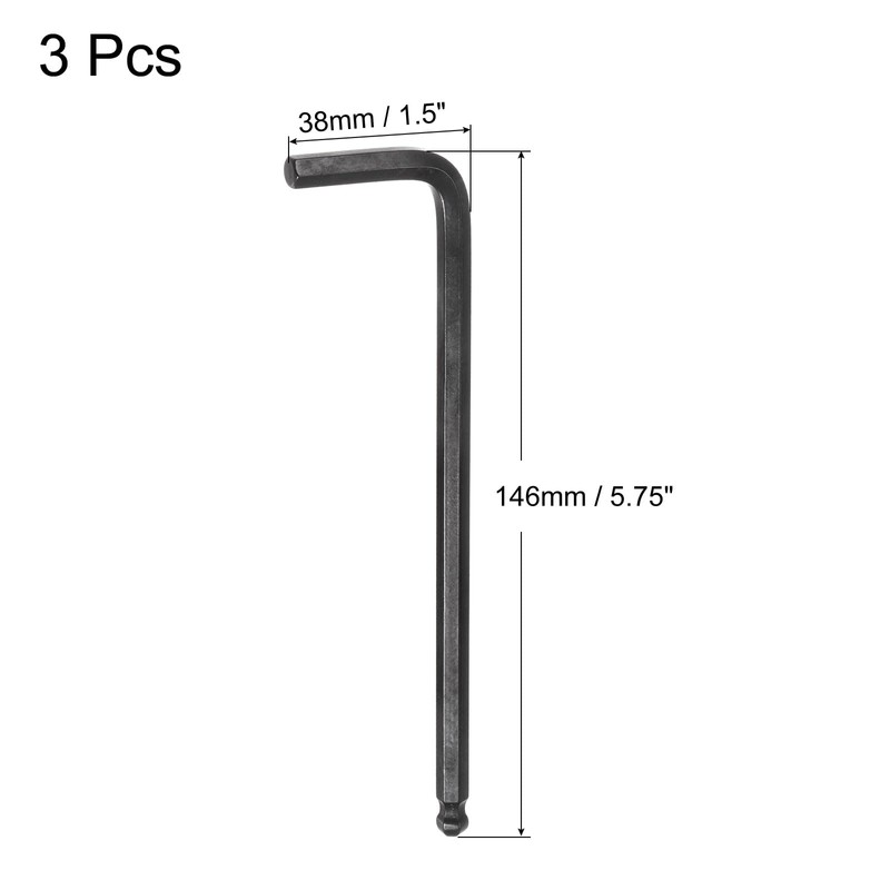 uxcell 3pcs 6mm Ball End Hex Key Wrench, Metric L