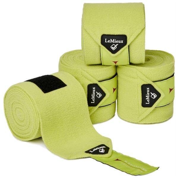 LeMieux Classic Polo Exercise Bandages in Kiwi with Zipped Case - Soft Fleece Protection Wraps - 3.8 m Long - Pack of 4 - Full