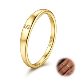 FIASASO 14K Gold Filled Initial Ring for Women Teen Dainty Gold Ring Non Tarnish Simple Letter Band Rings Signet Ring Stackable Thin Pinky Alphabet Thumb Rings Initial Jewelry Gifts Size 6 7 8 9 10 S6