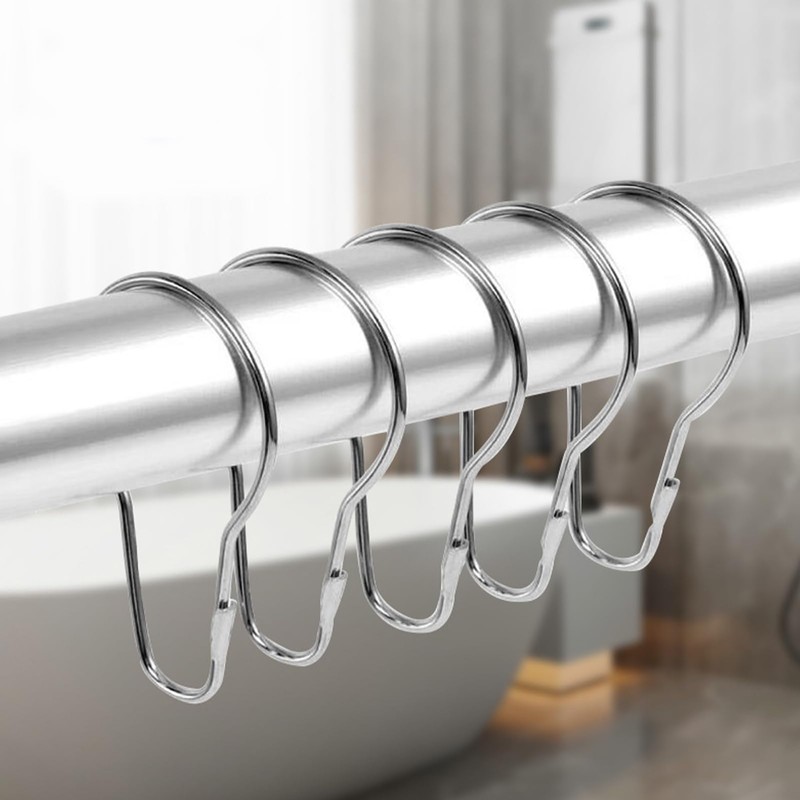 30PCS Shower Curtain Rings, Curtain Hangers Hanging Shower Clips,Stainless Steel