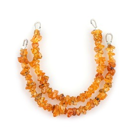 CRYSTALIS 2pcs Natural Spessartite-Garnet Gemstone Connector with Loops, Uncut Chips Nuggets Beads, Healing Crystals, Jewelry Making Supply, Keychains, Hanging Accessories, DIY, Strand, Craft, 4" inch