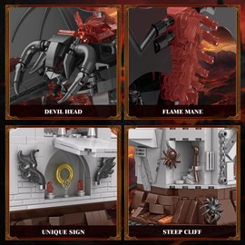The King of The Magic Rings Devil Building Set for Adults, Dark Lord Monsters vs Figure on The Cliff, Monsters Building Set Collection Gift for Adult and Film Fans, Great Toy for Kids 14+, 988PCS