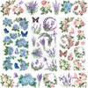 WANDIC 3 Sheets Rub On Transfer Sticker, Butterfly Floral Stickers