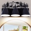 Rustic 3-Light Black Vanity Light Fixtures with Deer Design, E12