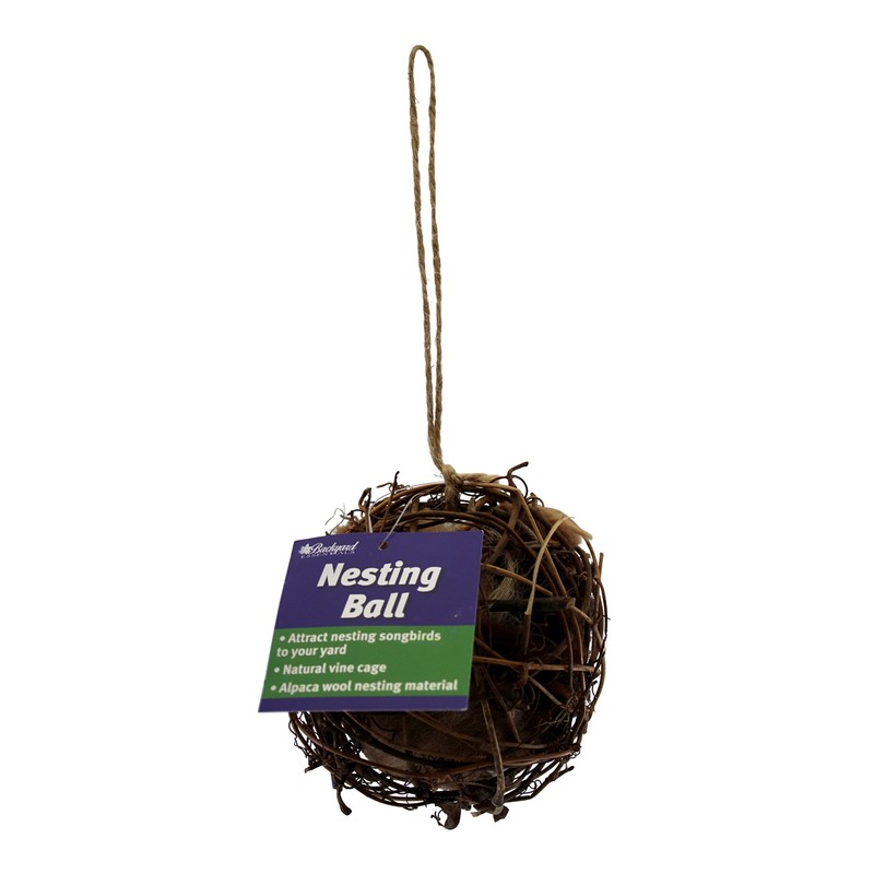 Backyard Essentials Round Vine Bird Nesting Material Ball with All