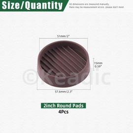 Keadic Non-Slip Rubber Caster Cups Assortment Set, Round and Square Anti Slide Leg Coasters Floor Protector Furniture Pads for Piano Sofa Bed Chair Couch Stoppers (2 * 2 Inches, Round-Brown)