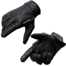 Milwaukee Leather MG7502 Men's Black Leather ‘Cool-Tec’ with i-Touch Screen Compatible Gel Palm Motorcycle Hand Gloves - X-Large