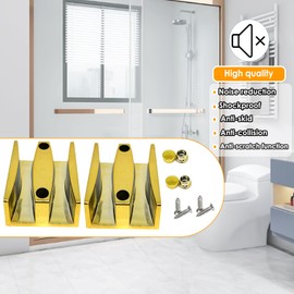 50mm Wide Shower Door Bottom Guide Sliding Shower Door Bumpers for 5/16"(8mm) Thick Glass(2pcs,Titanium Gold)