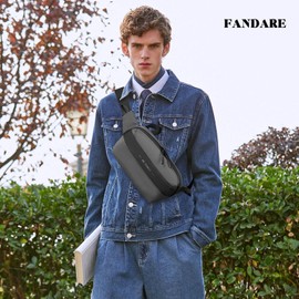 FANDARE 4 in 1 Sling Bag Waist Bag Shoulder Crossbody Backpack for Men Handbag Shoulder Crossbody Bag Messenger Work Bag for Sports Outdoor Daily College Use Travel Satchel Bag Nylon Grey