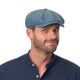 Stetson Hatteras Ellington Flat Cap - Mottled Hat - Classic Flat Cap - Wide Fit Style - Made in the EU - Men and Women - All Year Round, grey-beige