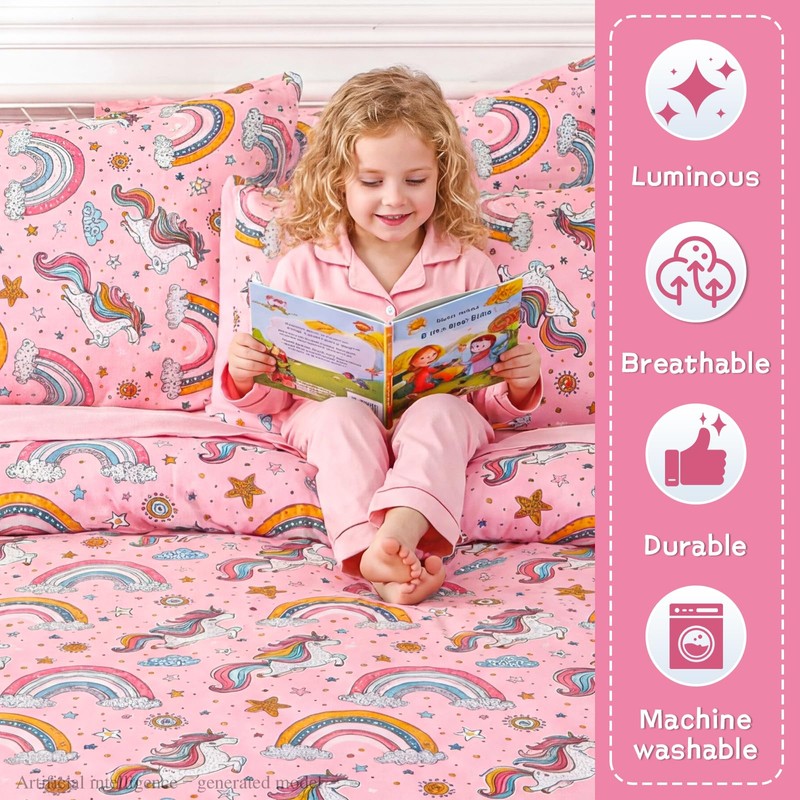 Kautudrum Glow in The Dark Kids Comforter Set, 5 Piece
