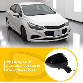 Motoforti 3Pin Right Passgener Side Mirror Replacement for Chevy Cruze 16-19 Sedan/Hatchback Power Door Mirror Assembly Non-Heated Glass Manual Fold Gloss Black Replace# GM1321541