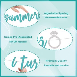 The Summer I Turned Married Banner Blue Glitter Bachelorette Decorations, Bridal Party Sign, Beach Bach Background Coastal Bachelorette Decorations