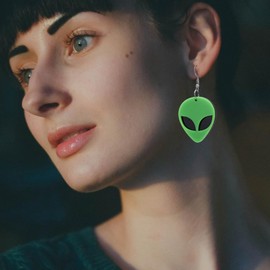 Holibanna Rave Earrings Resin Drop Hoop Earrings Flying Saucer Dangle Earrings Lady Earring Green Earrings Ear Decoration Acrylic Geometric Earrings Western Style Earmuffs Miss