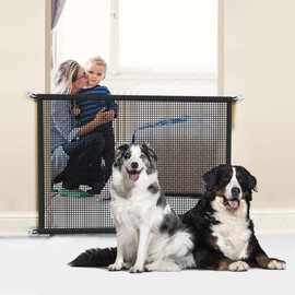 Dog Gate for Stairs Pet Gates for The House: Mesh Dogs Screen Gate for Doorways Stairways Indoor Safety 30 inches Tall 34 inch Wide