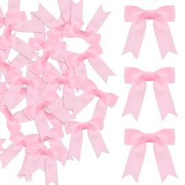 50 Pcs 3in Pink Bows for Crafts Ribbon Gift Bows Decor Grosgrain Pink Bows Christmas Decor for Girls Premade DIY Mini Bows for Gift Wrapping Party Decorations