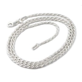 Italian Diamond Cut Rope Chain anklet 1.8MM Wide-Nickel Free Necklace 925 Sterling Silver 16", 18", 20", 22", 24" & 30" with Lobster Claw Clasp. Thick and Luxurious. Package with Gift Box and Velvet Pouch (9 Inches)