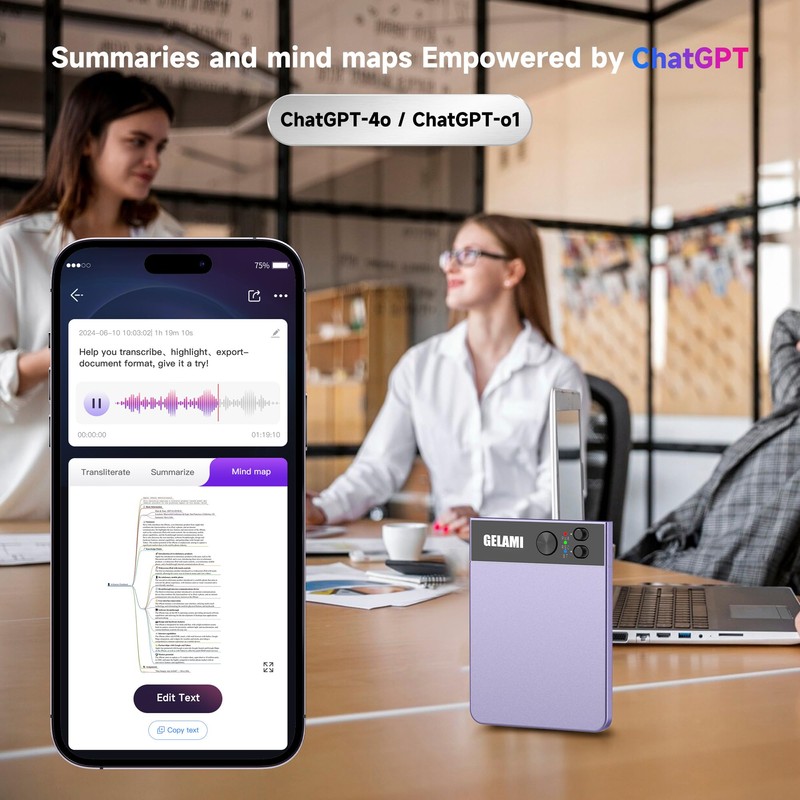 AI Smart Recorder with Simultaneous Interpretation & Real-timeTranscription,64GB AI Speech