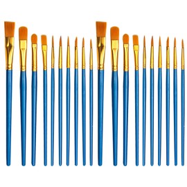 20 PCS Nylon Hair Paint Brushes Set, Art Painting Flat Brush, Face Nail Art, Kids Paint Brusches with Watercolor Oil Acrylics for Decorations, Models, Figurines - Blue