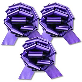 Large Purple Bow for Easter Basket - InstaBows 3 Pack Pull Bows for Gift Wrapping & Baskets, 8 Inch Perfect Large Gift Bow for Birthdays, Holidays, Special Occasions, Easy to Assemble