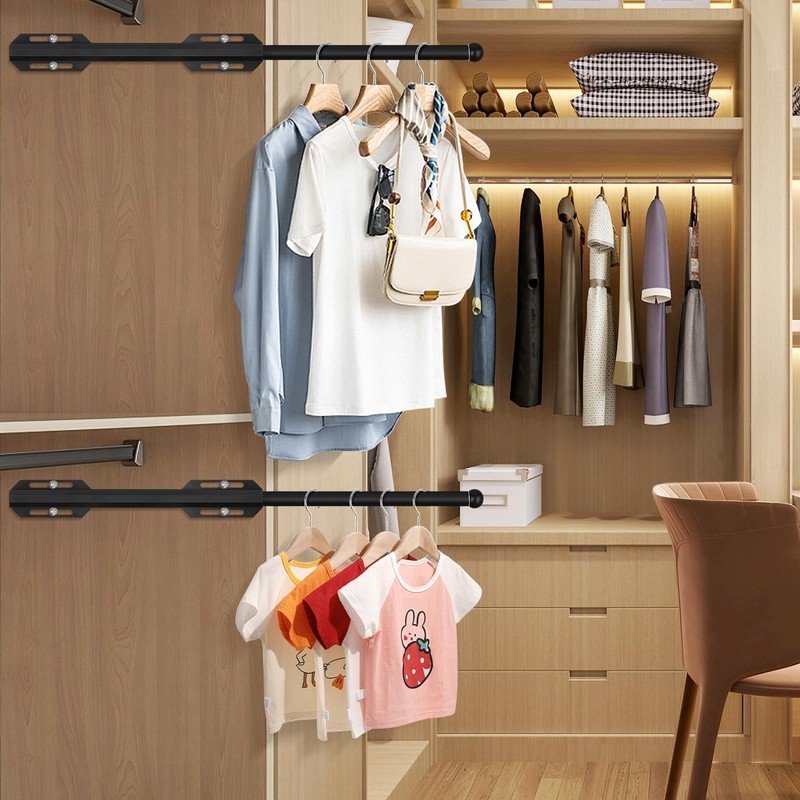 Valet Rod For Closet Pull Out, Heavy Duty Adjustable Valet