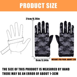 Kingsie Women's Lace Gloves, Thin, UV Protection, Sunscreen, UV Protection, Summer, Weddings, Coming-of-Age Ceremonies, Black