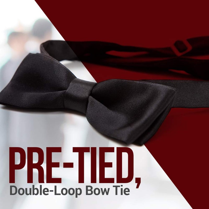 Hold'Em Bow Tie For Mens Satin look Solid Color Adjustable