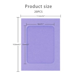 Lufdegim Pack of 20 Kraft Paper Photo Frames Colourful Paper Photo Frame Colourful Cardboard Rope Wooden Clip Hanging