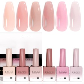 CANNI 6 Colors 9 Ml Sheer Jelly Pink Gel Nail Polish Set- Neutral Transparent Pink Colors Gel Polish Kit, Soak Off LED Nail Gel Manicure Kit DIY at Home Salon Gifts