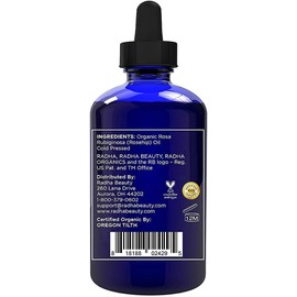 Radha Beauty Aceite de Rosa Mosqueta Orgánico 100% Puro, 120 ml