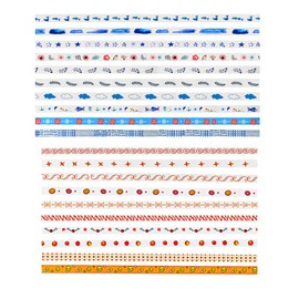 Cintas washi con patrón vintage, bronceadoras, vintage, cintas decorativas, papel para álbumes de recortes, manualidades, color azul y naranja