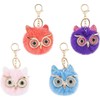 OWL Pom Pom Keychain Fluffy Cute Owl Keychain Faux Animal