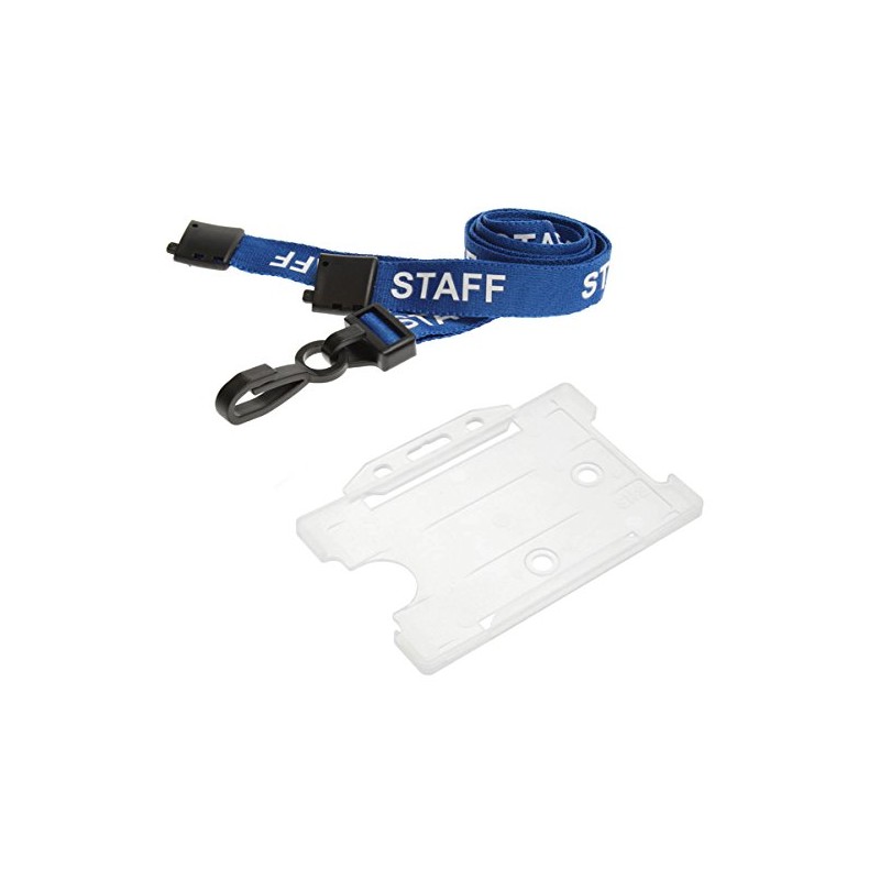 Customcard ltd® Staff Neck Lanyard Blue Plastic Clip & Opaque