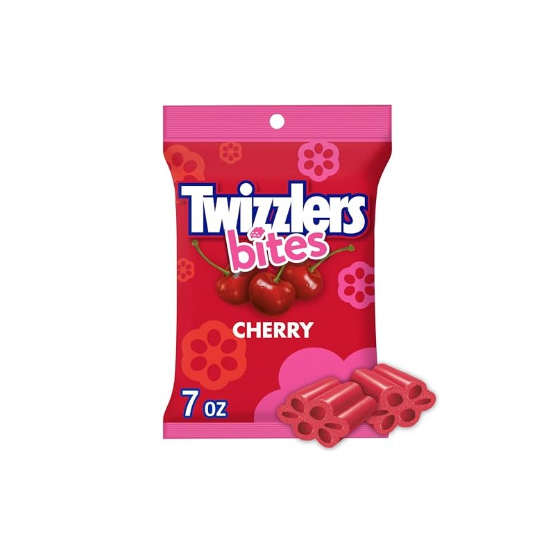 TWIZZLERS Bites Cherry Flavored Licorice Style, Chewy Candy Bags, 7