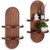 Walasis 22in Walnut Boho Floating Shelf with Ledge，Mid Century Modern