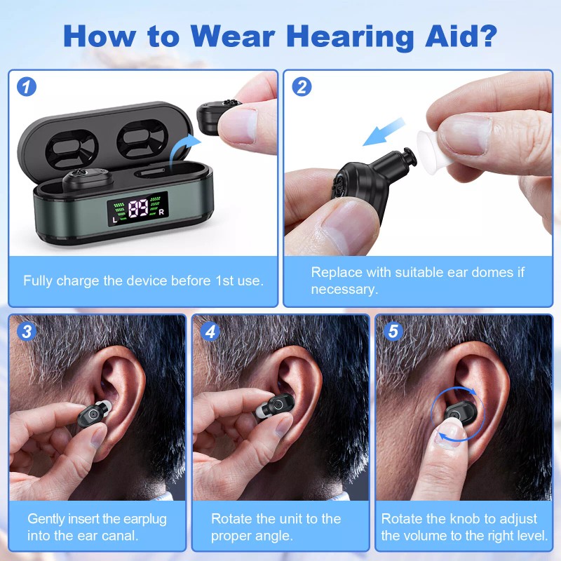 K&FCOPTEE Adjustable Volume Digital Display Sound Aids With noise cancellation