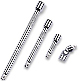 Zicojia 4 Piece 3/8 Inch Drive Extension Bar Set, 3/8 Inch Drive Socket Extension Set Includes 3, 6, and 10 Inch Extensions