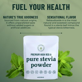 Premium Pure Stevia Powder, Powdered Stevia Extract Natural SteviaPowder for Baking, Zero Calorie Sweetener, No Fillers No Aftertaste, Non-GMO Keto Friendly, 810 Servings 113g