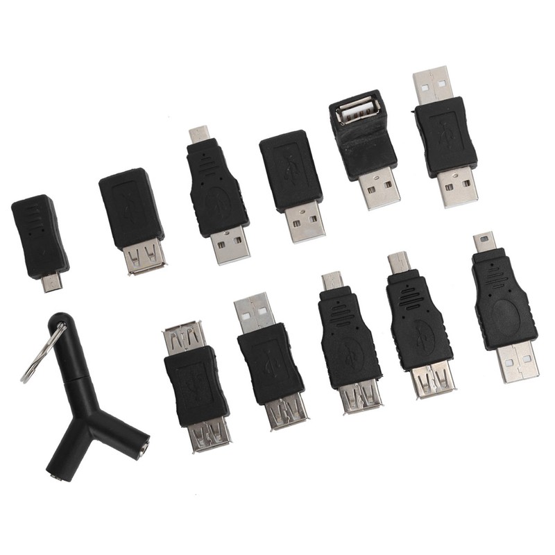 12Pcs USB2.0 Adapter 3.5mm 2 in 1 Audio Adapter Converter