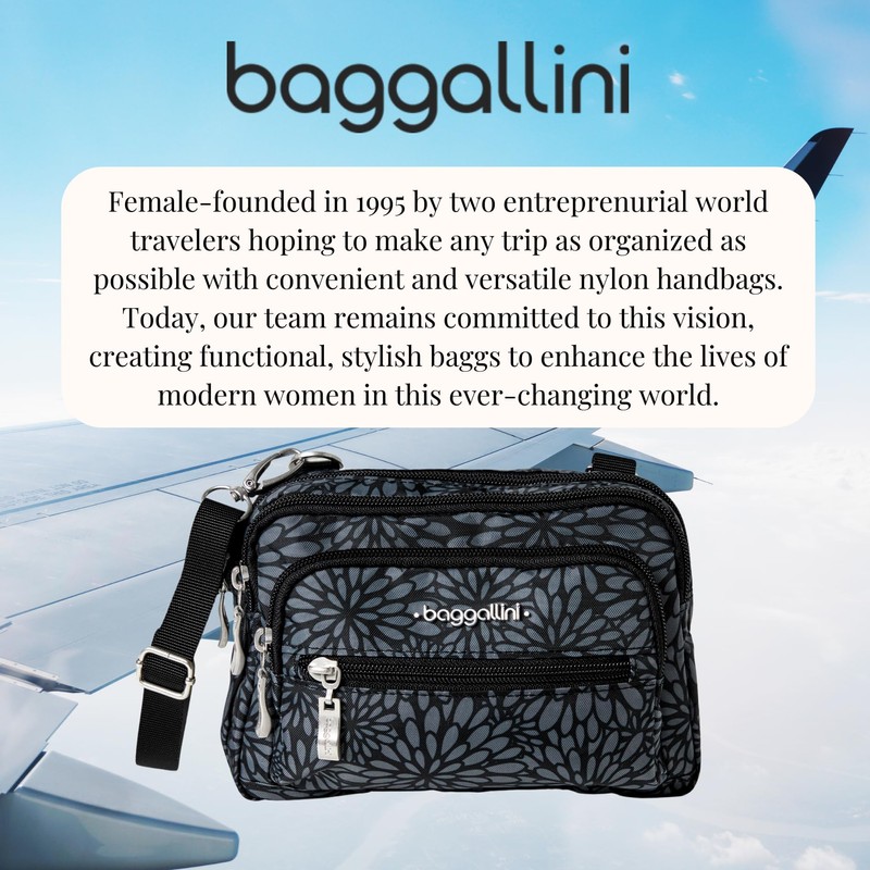 Baggallini womens Triple Zip Bagg Convertible Cross Body, Pewter Floral,