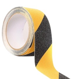 GTSE 2 Rolls, 50mm x 5m Black/Yellow Anti Slip Tape, High Traction, Strong Grip Abrasive, Non Skid Tape for Indoor/Outdoor Use, Tread Warning Tape