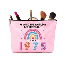 50th Birthday Gifts for Women - 50th Birthday Gifts Rainbow Pink Cosmetic Bags, 1974 Ideas Birthday Gifts for Women for Mum, Best Friend, Sister, Bestie, Funny 50th Birthday Gifts for Her