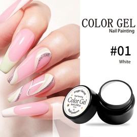 FINGER SECRET Nail Painting Gel, Nail Paint for Nail Art, Gel Polish For French Tip Tool Design For Home Salon DIY Nail Art,UV/LED Curing Required(color-01, 1SET)
