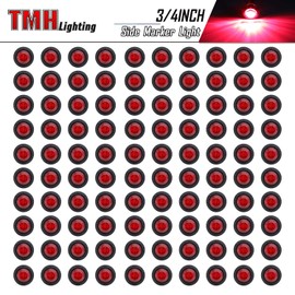 TMH (Pack of 100 3/4 Inch Mount RED LED Clearance Bullet Marker lights, Side LED marker lights for trailer Truck RV Car Bus Van