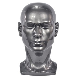 CAZSYSDD Male Mannequin Head Professional Manikin Head for Display Wigs Hats Headphone Mask Sunglasses Jewelry and Scravat Display Stand (Bright Gray)