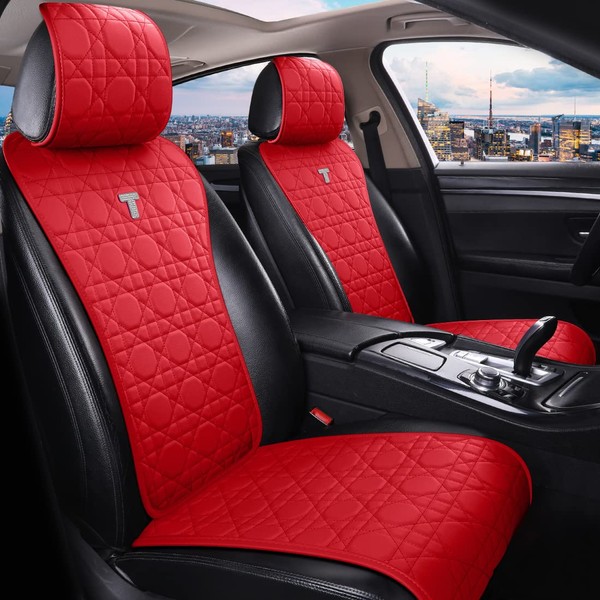 Menifomory Menifomory Rote Universal-Sitzbezge fr Autos, Leder-Sitzbezug, bequemer Autositzschutz, 2/3
